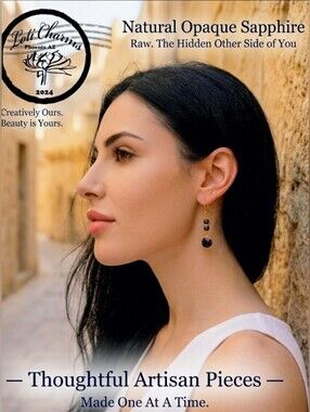 3.4 Genuine Dark Blue Sapphire And Sapphire Beads In Drop Down Earrings
